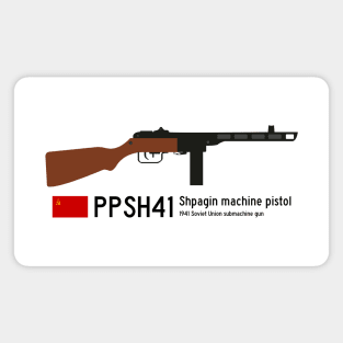 PPSH41 Shpagin machine pistol Historical 1941 Soviet Union machine gun USSR black. Magnet